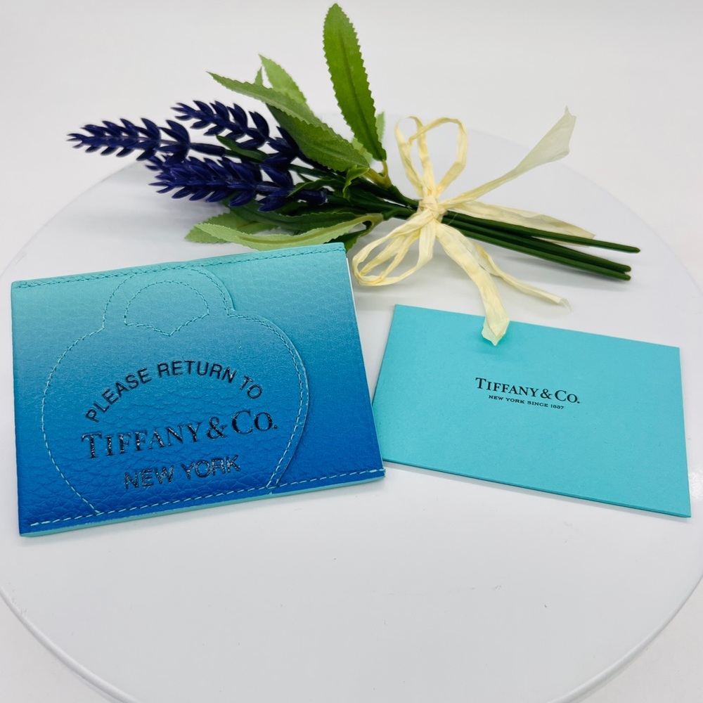 Tiffany & Co Return To Tiffany Leather Card Case Blue Gradient Ombré NWT